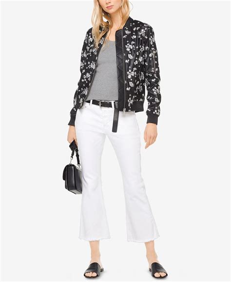 michael kors embroidered faux leather jacket